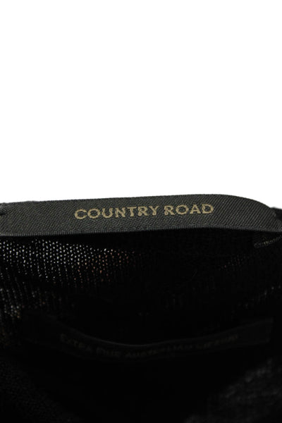 Country Road Women Black Wool V Neck Pullover Sweater Long Sleeve Size M