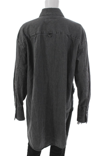 Banana Republic Womens Tunic Button-Up Gray Collared Long Sleeve Cotton Size S
