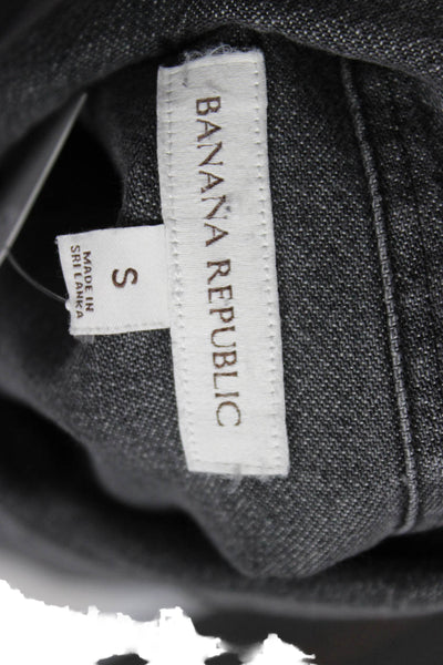 Banana Republic Womens Tunic Button-Up Gray Collared Long Sleeve Cotton Size S