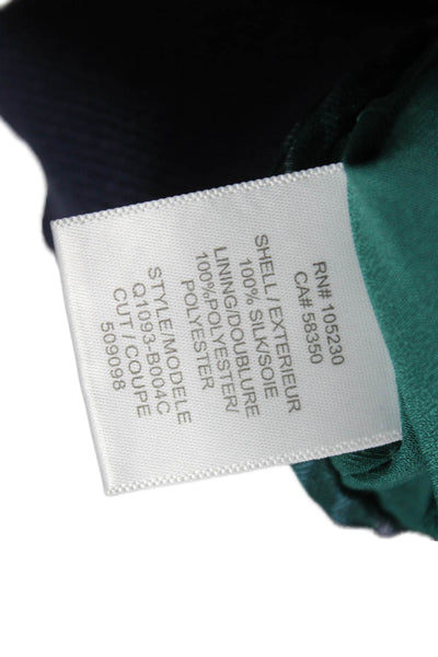 Equipment Femme Women Silk Plaid Bomber Jacket Zip Long Sleeve Green Size S