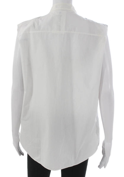 Luisa Cerano Womens Tunic Blouse Sleeveless Collared Cotton White Size S