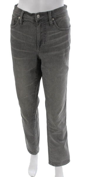 J Crew Women Straight Jeans Gray Mid Rise 30in Inseam Cotton Blend Size 29