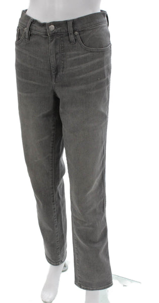 J Crew Women Straight Jeans Gray Mid Rise 30in Inseam Cotton Blend Size 29
