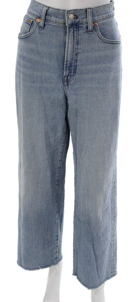 Madewell Women Wide-Leg Jeans Blue High Rise Cotton Inseam 28 Size 29