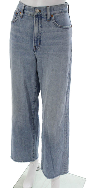 Madewell Women Wide-Leg Jeans Blue High Rise Cotton Inseam 28 Size 29
