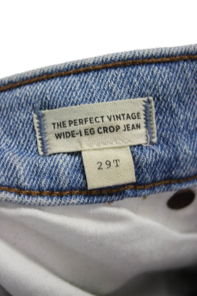 Madewell Women Wide-Leg Jeans Blue High Rise Cotton Inseam 28 Size 29