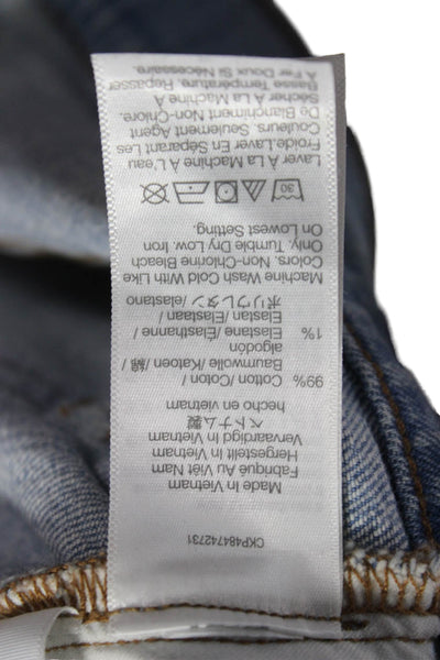 Madewell Women Wide-Leg Jeans Blue High Rise Cotton Inseam 28 Size 29