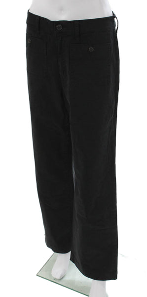 J Crew Women Black Cotton Cargo Pants Button Closure Tall Size 28