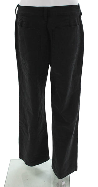 J Crew Women Black Cotton Cargo Pants Button Closure Tall Size 28