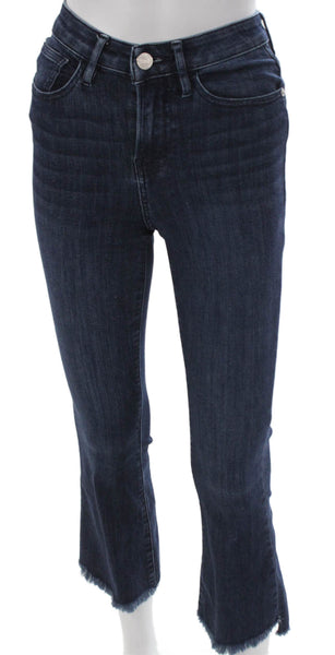 Frame Women Cropped High Waist Blue Jeans Button Size 23