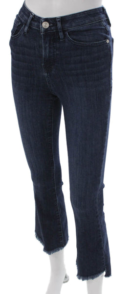 Frame Women Cropped High Waist Blue Jeans Button Size 23