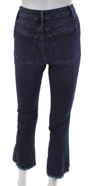Frame Women Cropped High Waist Blue Jeans Button Size 23