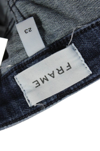 Frame Women Cropped High Waist Blue Jeans Button Size 23