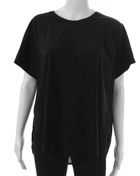 Athleta Women Basic Black Tee Short Sleeve Round Neck Polyester Size XL