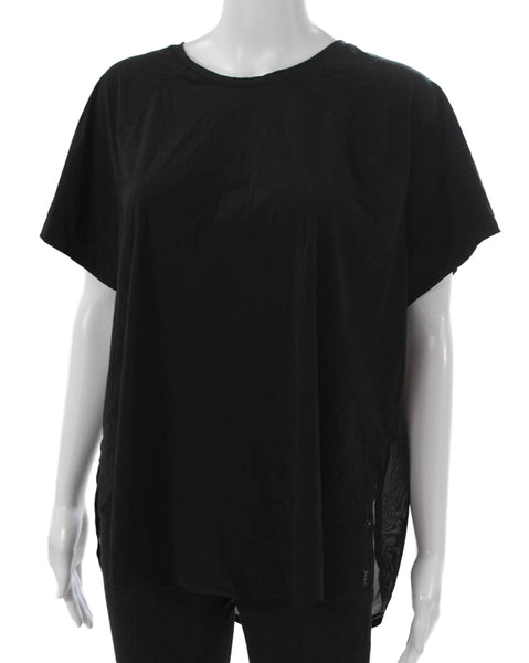 Athleta Women Basic Black Tee Short Sleeve Round Neck Polyester Size XL
