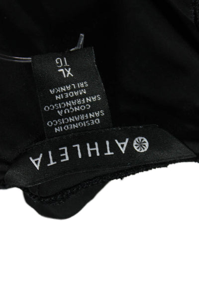 Athleta Women Basic Black Tee Short Sleeve Round Neck Polyester Size XL