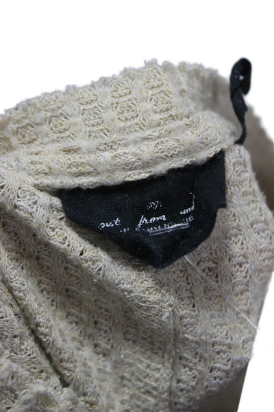 Out From Under Womens Waffle Knit V Neck Button Up Sweater Beige Size M