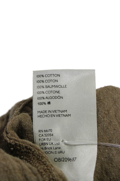 We The Free Womens Tunic Green Cotton Henley Pullover Long Sleeve Size M