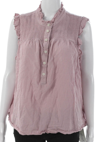 J Crew Women Pink Cotton Collared Sleeveless Tunic Blouse Size 2XL