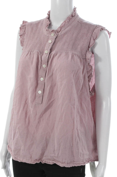 J Crew Women Pink Cotton Collared Sleeveless Tunic Blouse Size 2XL