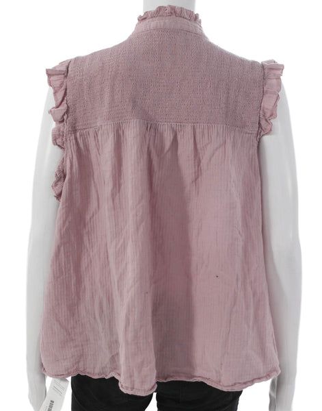 J Crew Women Pink Cotton Collared Sleeveless Tunic Blouse Size 2XL