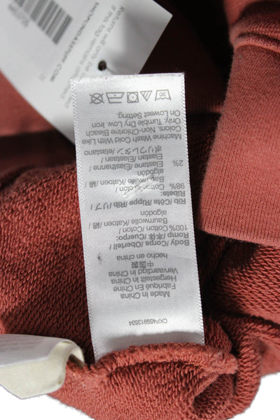 Madewell Women Pullover Sweatshirt Orange Cotton Round Neck Long Sleeve Size XL