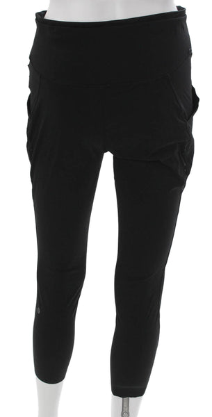 Lululemon Womens Capri Leggings Black Polyester Blend Pull On Size 10