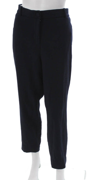 J Crew Women Ankle Pants Blue Polyester Button Solid Size 14