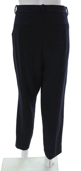 J Crew Women Ankle Pants Blue Polyester Button Solid Size 14