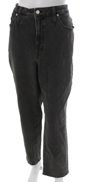 Madewell Women Mom High Rise Gray Cotton Blend Jeans Button Fly Size 32