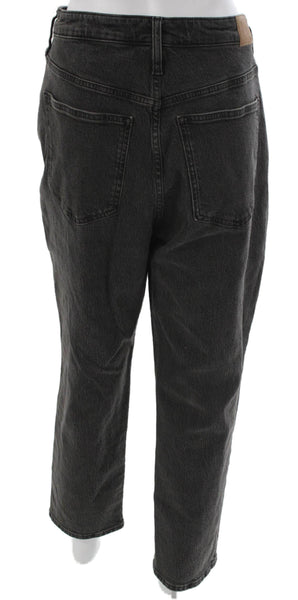 Madewell Women Mom High Rise Gray Cotton Blend Jeans Button Fly Size 32