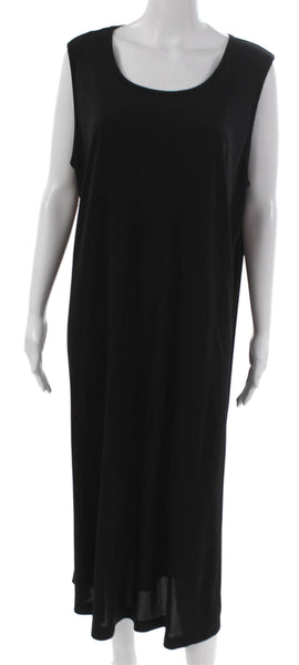 Marina Basic Women Maxi Dress Black Sleeveless Round Neck Polyester Blend Size L