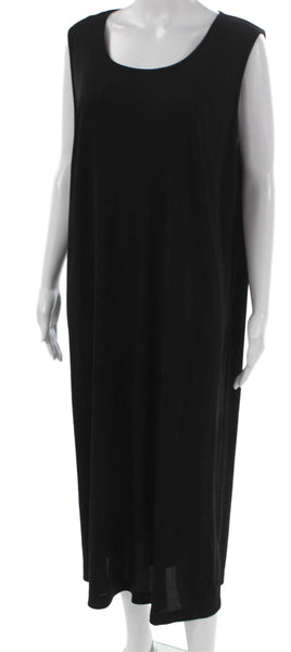 Marina Basic Women Maxi Dress Black Sleeveless Round Neck Polyester Blend Size L