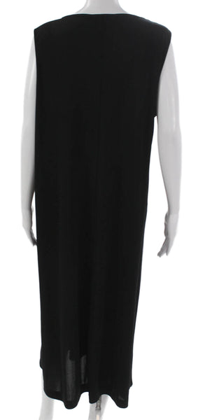 Marina Basic Women Maxi Dress Black Sleeveless Round Neck Polyester Blend Size L