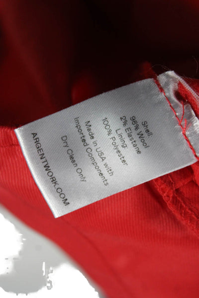 Argent Women Red Wool Ankle Pants Zip Solid Inseam 32 Size 6