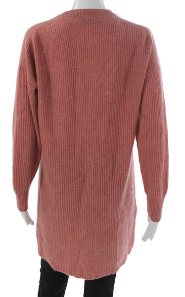 360 Cashmere Womens Henley Sweater Pink Cashmere Round Neck Long Sleeve Size XS