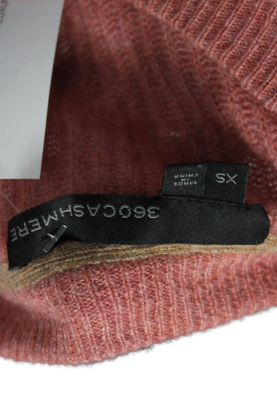 360 Cashmere Womens Henley Sweater Pink Cashmere Round Neck Long Sleeve Size XS