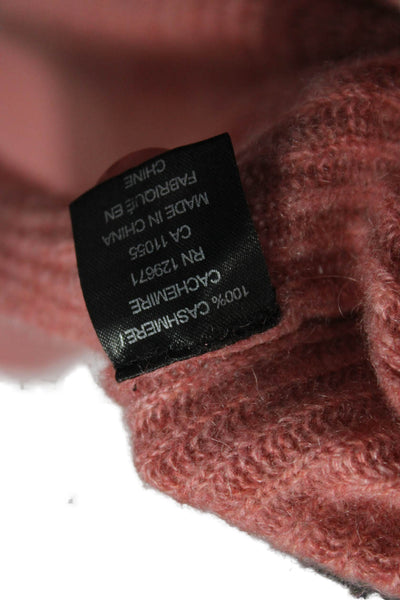 360 Cashmere Womens Henley Sweater Pink Cashmere Round Neck Long Sleeve Size XS