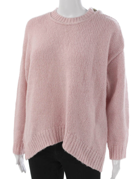 J Crew Women Pink Acrylic Crew Neck Long Sleeve Pullover Sweater Size S