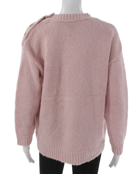 J Crew Women Pink Acrylic Crew Neck Long Sleeve Pullover Sweater Size S