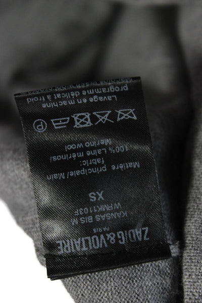 Zadig & Voltaire Womens Merino Wool Pullover Crew Neck Gray Size XS