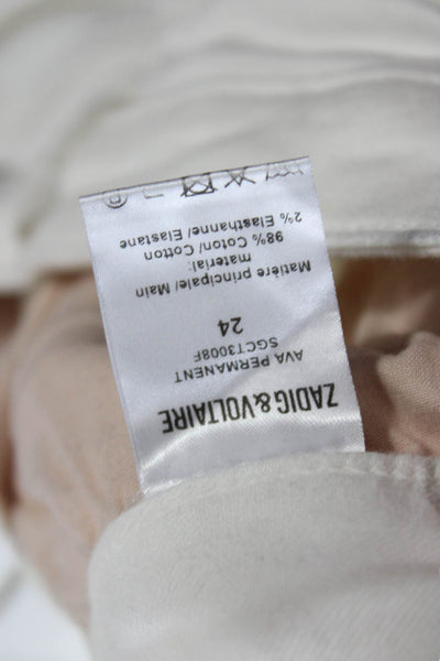 Zadig & Voltaire Womens Cropped White Cotton Jeans Size 24