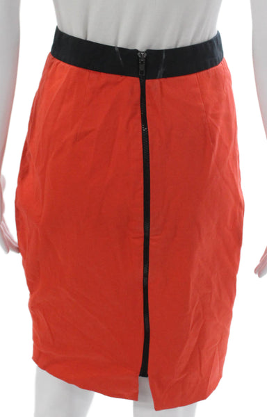 Robert Rodriguez Womens Orange Floral Cotton Pencil Skirt Knee Length Size 4