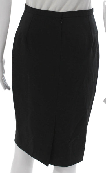 Dolce & Gabbana Womens Straight Pencil Skirt Black Virgin Wool Zip Size 38