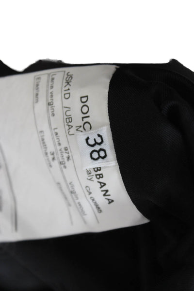 Dolce & Gabbana Womens Straight Pencil Skirt Black Virgin Wool Zip Size 38