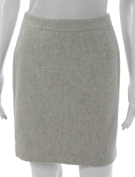 J Crew Women Straight Pencil Mini Wool Skirt Gray Zip Size 00P