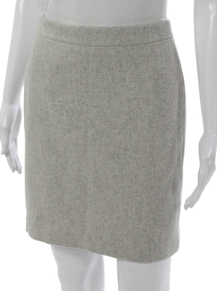 J Crew Women Straight Pencil Mini Wool Skirt Gray Zip Size 00P