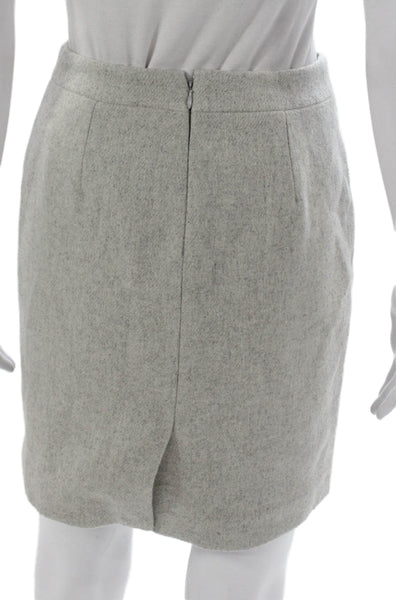 J Crew Women Straight Pencil Mini Wool Skirt Gray Zip Size 00P