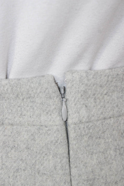 J Crew Women Straight Pencil Mini Wool Skirt Gray Zip Size 00P