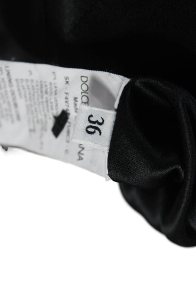 Dolce & Gabbana Women Pencil Skirt Black Wool Zip Knee Length Size 36